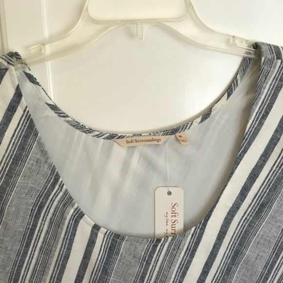 SOFT SURROUNDINGS Sonja Dress Midi Shift Blue White Women’s Size XL Size 18 1X - Picture 6 of 16